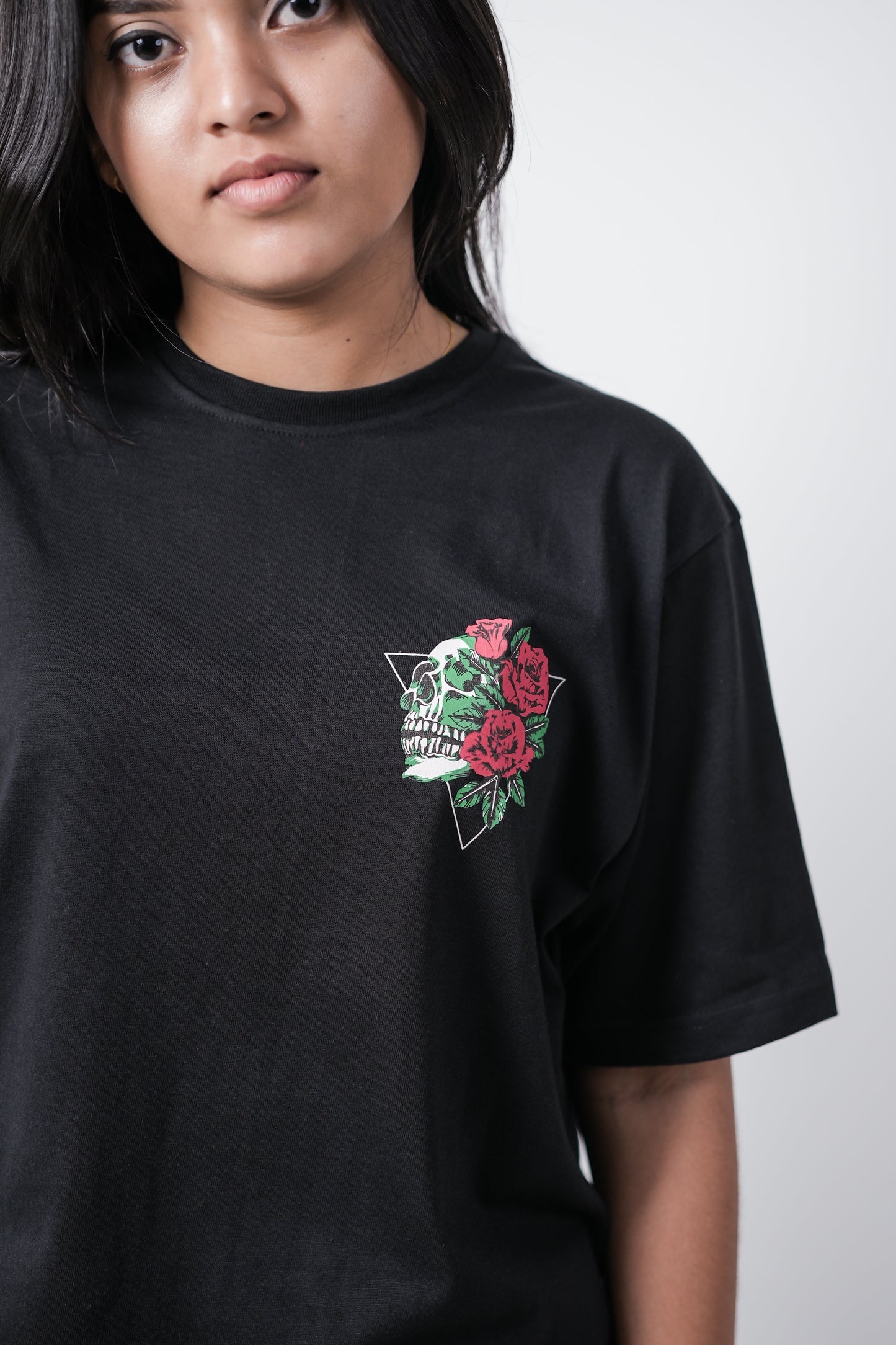 Love Yourself Rose Print Oversized Crew Neck T-Shirt