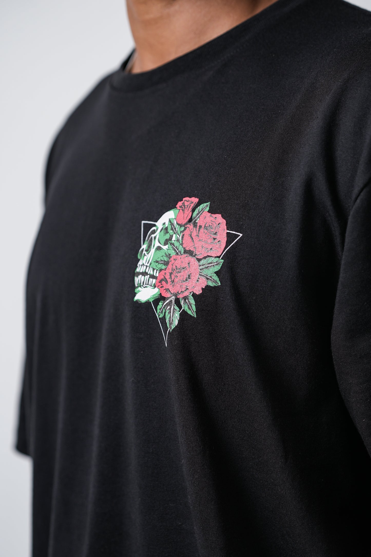 Love Yourself Rose Print Oversized Crew Neck T-Shirt