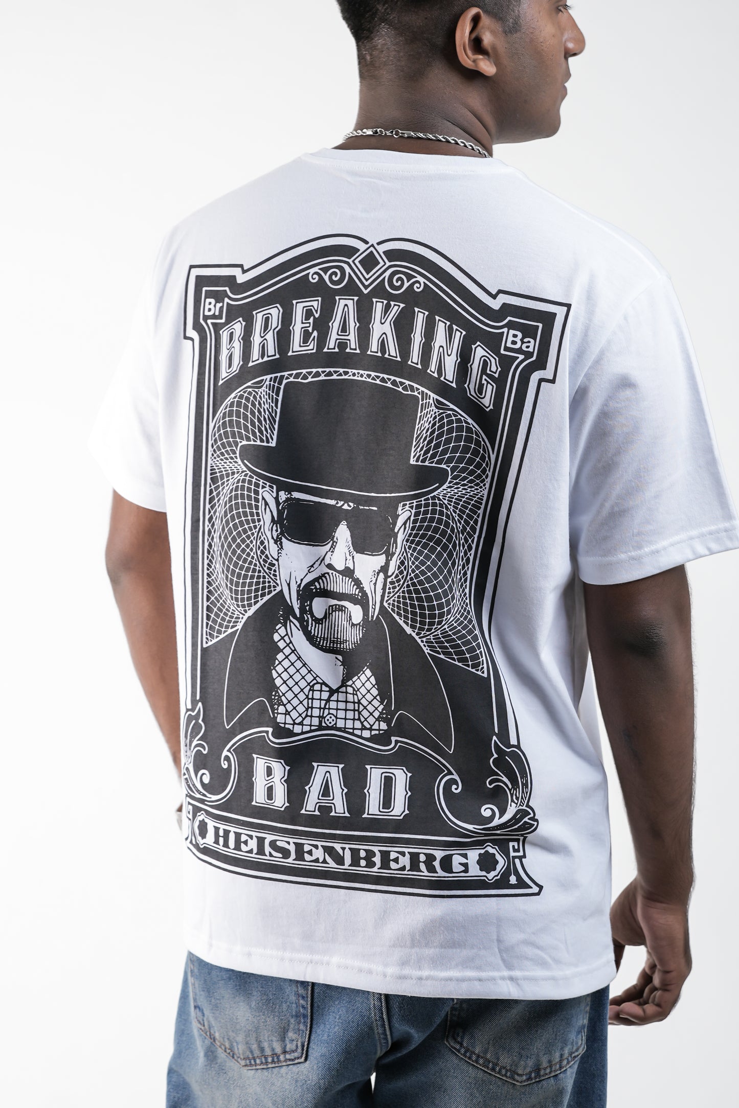 White Heisenberg Tribute Oversized Crew Neck T-Shirt