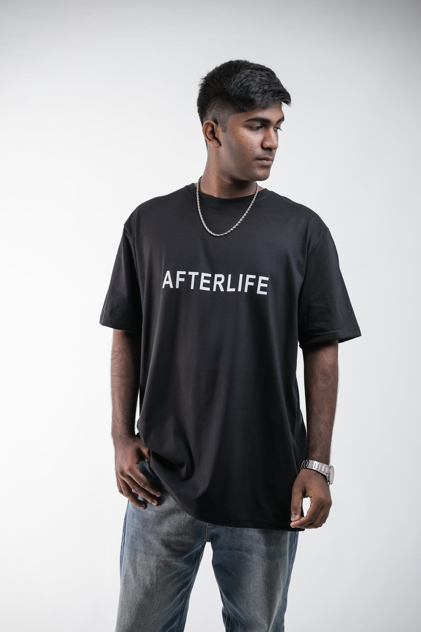 Black Afterlife Tribute Oversized Crew Neck T-Shirt