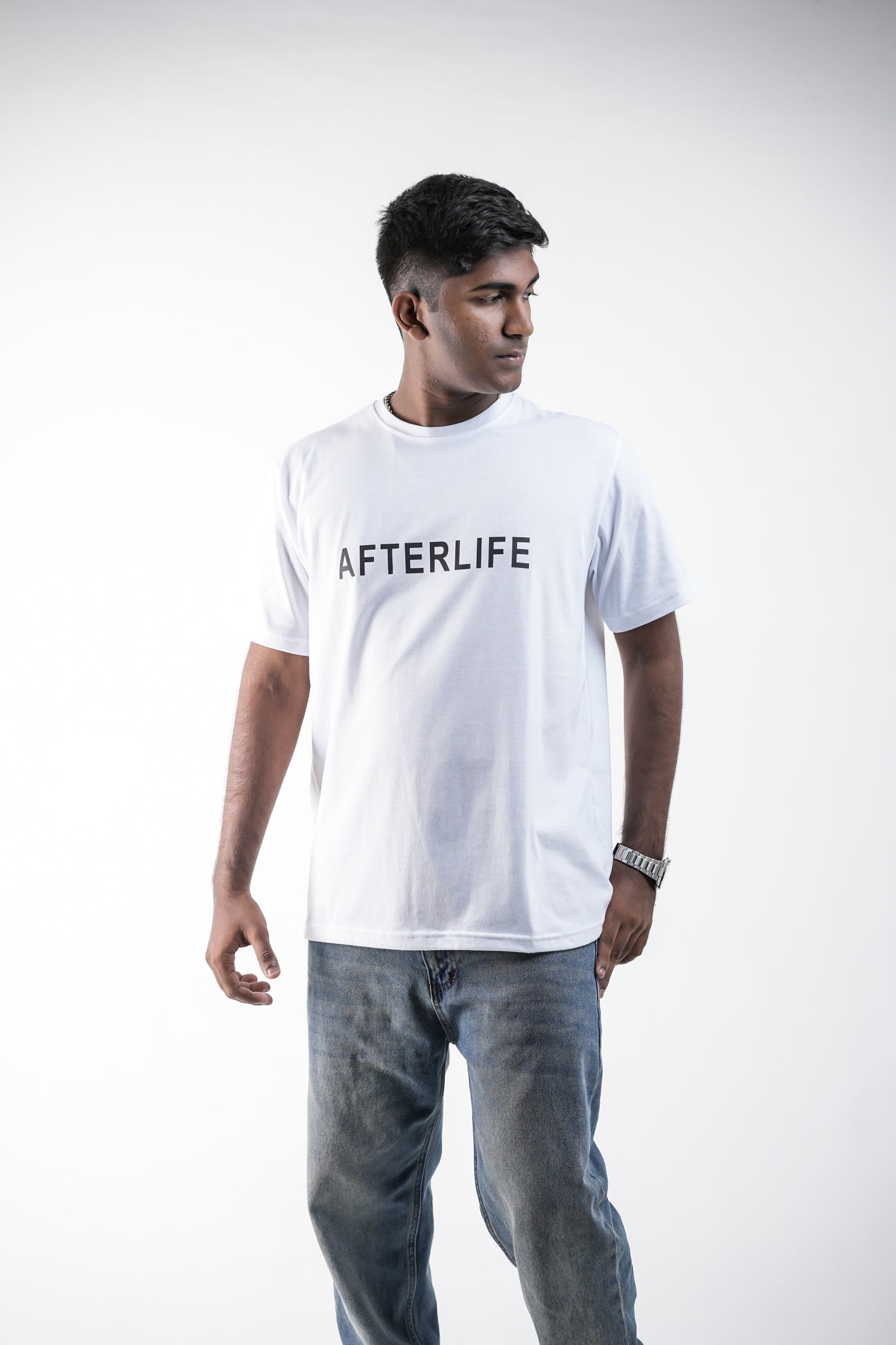 White Afterlife Tribute Oversized Crew Neck T-Shirt