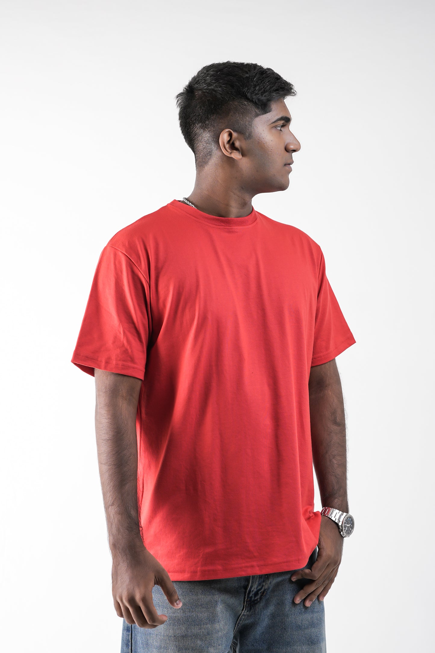 Crimson Red Oversized Crew Neck T-Shirt