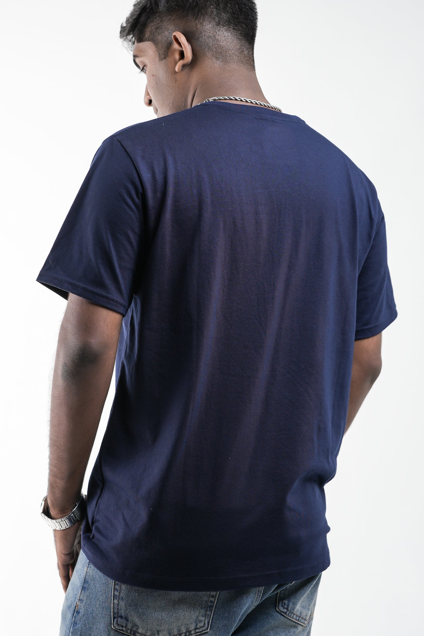 Navy Blue Oversized Crew Neck T-Shirt