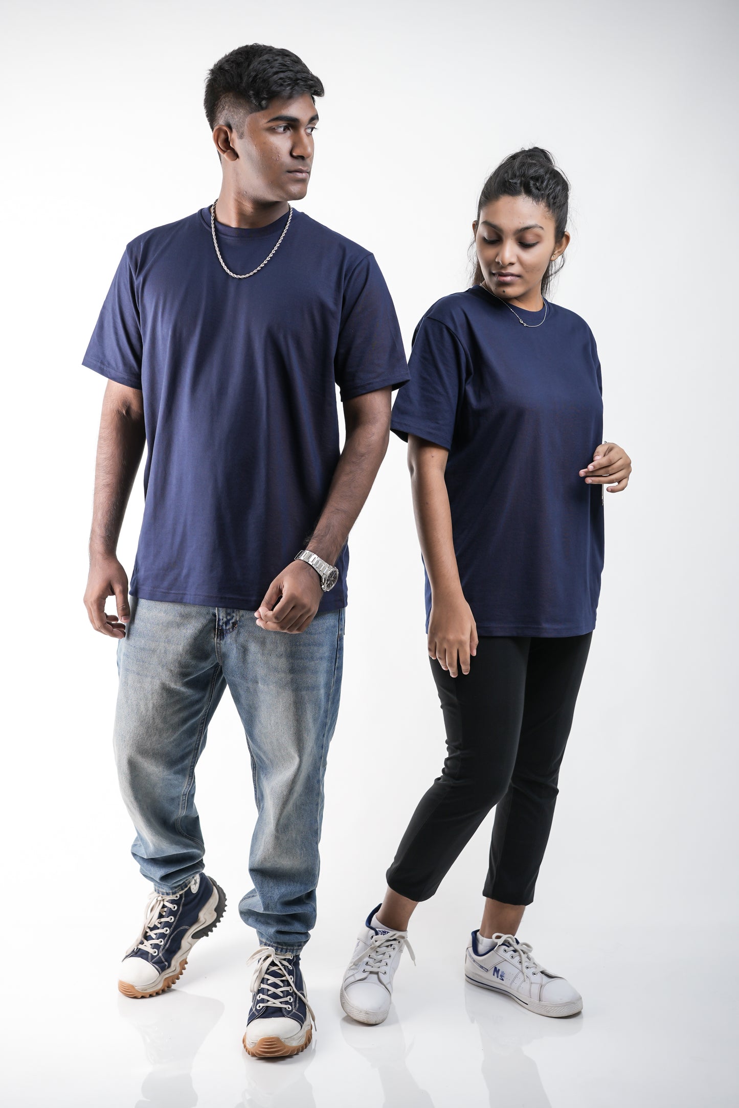 Navy Blue Oversized Crew Neck T-Shirt