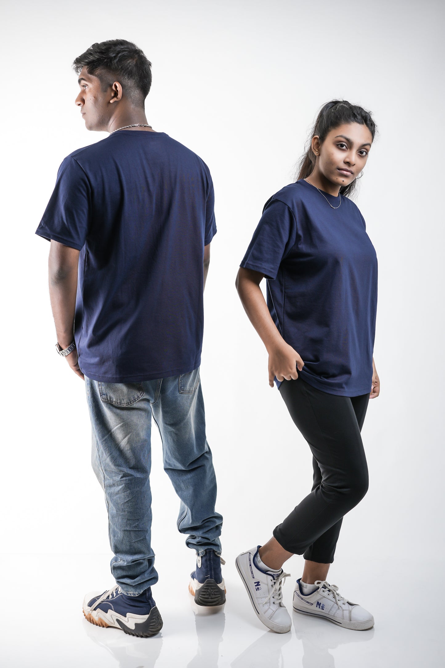 Navy Blue Oversized Crew Neck T-Shirt